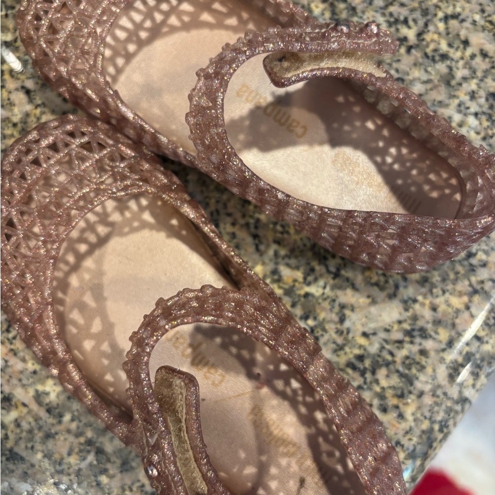 Mini Melissa Glitter Jelly Mary Jane Flats - Rose Pink